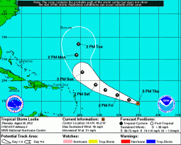 Tropical Storm Leslie formed in the Atlantic on Thursday.